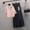 Top de trabalho estilo retrô que afina a silhueta Novo estilo chinês calça pantalona para tratamento capilar em salão de beleza conjunto de duas peças loja bordado cheongsam