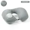 Almohada inflable en forma de U con flocado, presión automática de TPU, almohada de viaje de seda de leche, almohada inflable de viaje, sanbao de viaje, primera generación de pelo