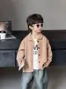 Q205 Cardigan de Tricô com Gola para Meninos Nova Jaqueta Versátil de Primavera e Outono para Crianças Suéter de Lã Estilo Outono para Bebês