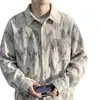 Camisa de manga larga estilo japonés con cuello mandarín, nueva colección otoño 2026 para hombre, texturizada, corte holgado, camisa casual, prenda exterior versátil para hombre