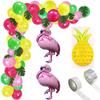 Guirnalda de globos con diseño de piña y flamenco hawaiano amazónico, conjunto de decoración para fiesta de verano con hojas de tortuga