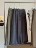 Pantalones anchos de color marrón melardo para mujer, otoño, tiro alto con hebilla metálica, cintura elástica, retro, adelgazantes, rectos, casuales, largos