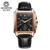 Relógio Masculino Augusten Brand Casual de Negócios Calendário À Prova d'Água Multifuncional Quadrado Pulseira de Relógio Masculino