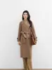 Nuevo Estilo Otoño e Invierno 2026 Abrigo de Lana Doble Faz, 100% Lana Pura, Largo Medio para Mujer, Gama Alta, Elegante, Abrigo Reductor de Edad con Cinturón
