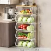 Estante de Almacenamiento de Cocina Cesta para Frutas y Verduras Sala de Estar Estante de Almacenamiento para Juguetes y Snacks Carrito Pequeño Multifuncional de Pie para el Hogar