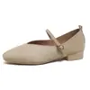 Zapatos de Cuero Estilo Francés, Punta Cuadrada, Boca Baja, Zapatos Mary Jane Casuales, Zapatos Simples Versátiles de Tacón Bajo para el Trabajo para Mujeres, Disponibles en Varios Tamaños
