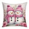 Nova Capa de Almofada de Natal da Amazon Decorada com Boneco de Neve Fofo Rosa Decoração de Atmosfera para Sofá Almofada Lombar