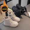 Zapatos de Algodón para Niños 2025 Otoño e Invierno Nuevas Botas de Cuero Botines para Niñas Zapatos de Pan de Suela Blanda Botas para Niños Botas de Algodón con Forro de Lana