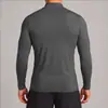 Top deportivo transpirable de secado rápido para hombre, con media cremallera y cuello alto, para exteriores, protección solar, ropa de fitness, corte ajustado, manga larga