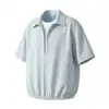 Camisa de Dos Piezas Falsa de Calidad Original con Cuello en V y Rayas Verticales para Hombre, Camisa de Verano con Dobladillo Elástico de Media Manga, Top de Moda