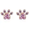 Deseo Plataforma transfronteriza caliente Conjunto de collar, pendientes, pulsera y anillo con huella de garra de gato en oro rosa caliente