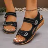 Sandalias Cuña Transfronterizas Europeas y Americanas 2026 Nuevas para Mujer Velcro Suela Gruesa Boca de Pez Correa Única Casual Moda Calzado para Mujer