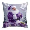 Nova Fronha Decorativa Quadrada Roxa de Natal da Amazon com Papai Noel Boneco de Neve Estampada em Um Lado