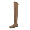 Botas de gamuza/elásticas hasta la rodilla para mujer, novedades de otoño e invierno, botines de punta redonda planos, botas de ajuste ceñido, botas de caña alta para mujer