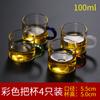 Taza de Té Pequeña de Vidrio Resistente al Calor para el Hogar Juego de Té Kung Fu Traje Transparente Taza Maestra Individual Engrosada con Asa 6 Piezas
