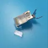 Suministro Transfronterizo de Siete Tipos de Conectores de Cabeza de Cristal Blindados en Carcasa de Cobre de 10g, Conectores de Cabeza de Cristal de 8 Núcleos para Red, Conectores de Cabeza de Cristal con Clip de Cola de Milano Cat7