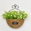 Cestas de Flores de Parede, Vasos de Flores, Cestas Suspensas, Decorações de Parede Tecidas para Interior e Exterior, Tecelagem de Bambu de Parede, Arte em Rattan Puramente Feita à Mão, Rattan de Imitação