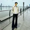190cm Extended Men's Dress Pants for Tall Men Simple Micro-Flare Men's Dress Pants Autumn Trend Drape Casual Floor-Length Pants