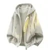 Chaqueta de cuero con capucha genial para hombres y mujeres, silueta holgada, prenda exterior con cremallera, top casual elegante y atractivo, estilo americano