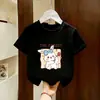 Camiseta de Algodão Puro de Manga Curta para Meninas 2026 Novo Estilo de Verão Top de Algodão Puro para Menininhas Roupas de Verão Estilosas de Meia-Manga para Crianças Ins