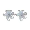 Brincos de Tarraxa Flor de Íris Branca Exagerada Franceses para Mulheres Acrílico Verão Pequeno Fresco Doce Brinco para Mulheres