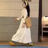 Elegante Vestido Camisa com Amarração na Cintura para Mulheres 2025 Verão Nova Moda Coreana Elegante de Alta Qualidade Tendência de Vestido Longo