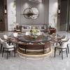Nueva Mesa de Comedor Eléctrica de Madera Maciza Chinoiserie Hotel Mesa Redonda Grande Eléctrica 20 Personas Mesa Redonda de Pizarra Multifunción con Mesa para Hot Pot