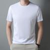 Camiseta de manga corta transpirable para hombre, de verano, con cuello redondo, color liso, informal, básica, para papá de mediana edad, 2023