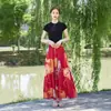 26 Nova Saia Estampada Estilo Boho Resort Europeu e Americano Primavera/Verão com Barra Larga para Mulheres