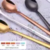Cuchara transfronteriza de acero inoxidable 304 de mango largo para mezclar en bar de hielo, cuchara de bar en tono dorado, 23 cm, cuchara para postre, miel