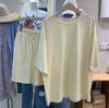 Estação Europeia 6535 Conjunto de Algodão Feminino Verão Fino Tamanho Grande Solto Slim Estilo Hong Kong Manga Curta Shorts Conjunto de Duas Peças