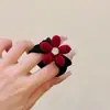 Faixa de Cabelo com Flor Vermelha Prendedor Doce para Rabo de Cavalo High-Value Girl Prendedor para Coque Não Danifica o Cabelo Elástico