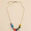 Collar de cuentas de flores esmaltadas de colores para mujer, cadena de clavícula dulce de verano, diseño de nicho de lujo ligero y moderno, estilo dulce y fresco.