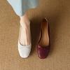 Zapatos planos de piel de oveja suave Juhaowear para mujer, 2024, nuevos zapatos de punta redonda y boca baja, zapatos de viaje franceses, zapatos de leche perezosos