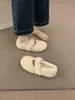 Sapatos fofos, macios e elegantes, com bico redondo e uma única tira para mulheres, adequados para outono e inverno, de sola reta, quentes e confortáveis para gestantes