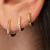 Pendientes de Cobre Geométricos Cuadrados Redondos Incrustados con Circonita de Venta Caliente Transfronterizos Juego de Tres Pares Pendientes de Moda Simples de Gama Alta