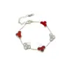 Pulsera de Acero de Titanio Incrustada con Diamantes de Venta Caliente Transfronteriza, Trébol de Cuatro Hojas, Acero Inoxidable, Lujo Ligero, Joyería Popular Europea y Americana a la Moda