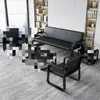Sofá de Três Lugares, Fileira de Cadeiras, Sofá de Escritório, Combinação de Mesa de Centro, Mobiliário Moderno Minimalista para Recepção e Escritório, Banco Longo