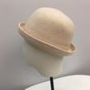 Chapéu-coco oval de lã simples estilo europeu e americano, chapéu-coco retrô feminino de outono e inverno, feltro com flange, pequeno chapéu redondo
