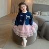 Saia Jeans de Primavera e Outono para Meninas Roupas de Outono 2025 Novo Vestido de Outono Infantil Roupa de Princesa Bolo para Bebê