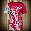 Camiseta de Rugby Transfronteriza para Hombre Verano Juvenil Holgada Estampado Digital 3D Cuello Redondo Mangas Cortas para Hombre
