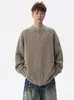 Cardigan Americano de Alta Gama con Cuello Redondo para Hombre, Tendencia de Otoño, Marca, Holgado, Versátil, Casual, Tejido, Ropa de Abrigo