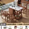 2025 Novo Estilo Chinês Ardósia Pedra Super Cristal Removível Armazenamento Madeira Maciça Varanda Mesa de Chá Mesa de Café Conjunto