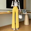 Nuevos Pantalones Acampanados Versátiles de Primavera y Otoño para Mujer, de Cintura Alta, Adelgazantes, Delgados, de Corte Ajustado, que Alargan las Piernas, Ligeramente Acampanados, Casuales