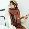 Bufanda de borlas de otoño e invierno para mujer, engrosada, para estudiantes, doble cara, nueva de invierno, cachemira, color liso, bufanda, chal, fabricantes