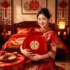Furoshiki Par de Boda Dote de la Novia Cuenca de Alegría Tela para Envolver Sobre Rojo Chino Furoshiki Suministros de Boda Juego Completo