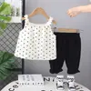Conjunto Elegante de Peto de Lunares para Niña Pequeña Verano 2025 Nueva Moda Ropa de Verano Moderna para Bebé Niña 1 Ropa Infantil
