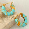 Pendientes de acero de titanio color gota de aceite de acero inoxidable de alta calidad transfronterizos europeos y americanos para mujer, elegantes, de lujo ligero, al por mayor