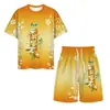 Camiseta Engraçada Pegadinha Chá Vermelho de Gelo Laoda Kobe Estampada Gola Redonda Verão Bidimensional Masculina e Feminina Conjunto de Manga Curta