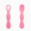 Colher de Silicone para Bebê de Grau Alimentício Utensílios de Alimentação Portáteis de Silicone para Bebê Colher de Alimentação para Mãe e Bebê Design Moderno Simples